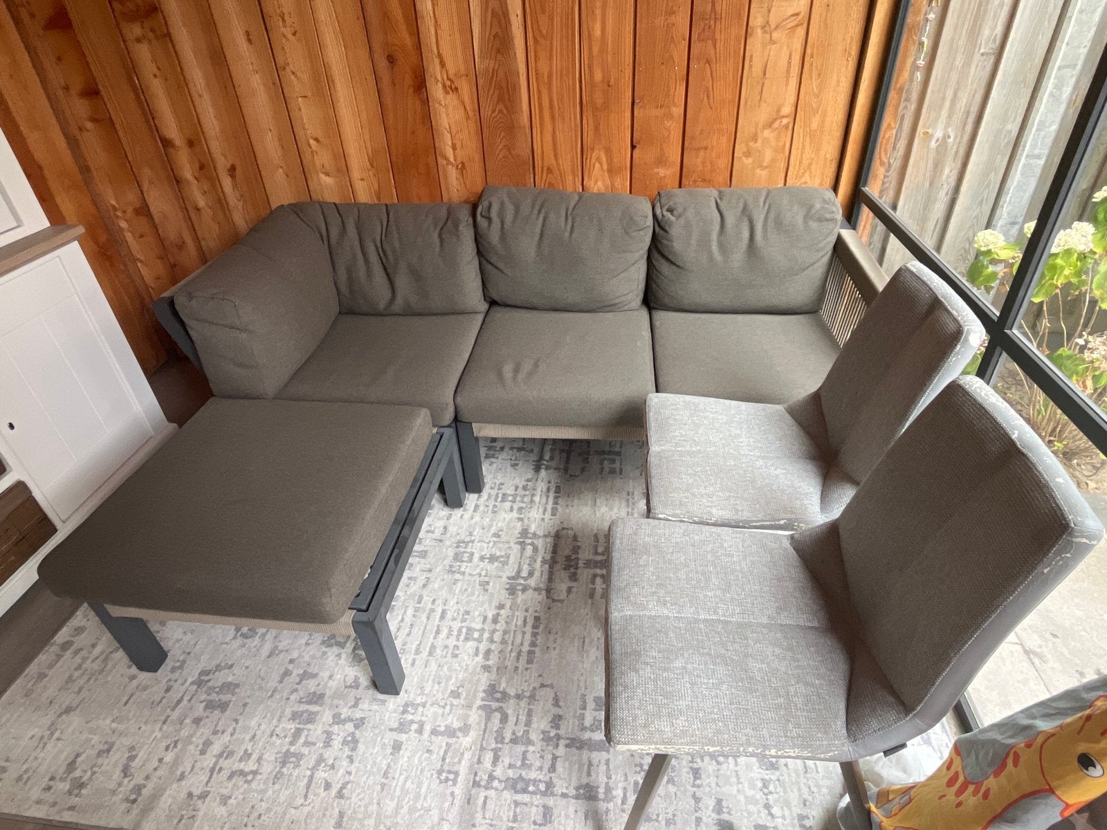 4 Seasons Outdoor Loungeset met Hocker - Zo goed als nieuw, Ophalen, 4 zitplaatsen, Gebruikt, Aluminium