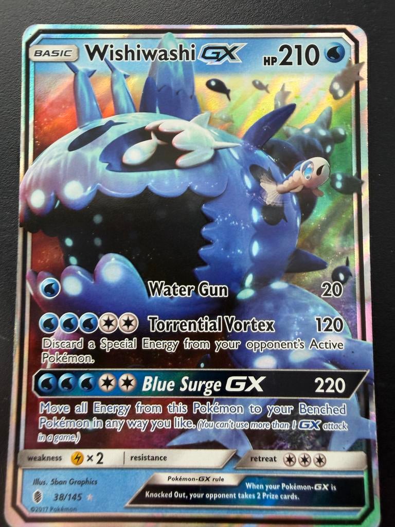 Wishiwashi GX Pokémon Kaart - Full Art Holo, Ophalen of Verzenden, Zo goed als nieuw, Losse kaart, Foil