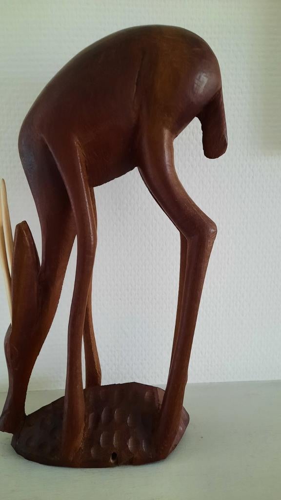 Vintage houten eland hert jaren 60/70. H 30 cm, Antiek en Kunst, Ophalen of Verzenden