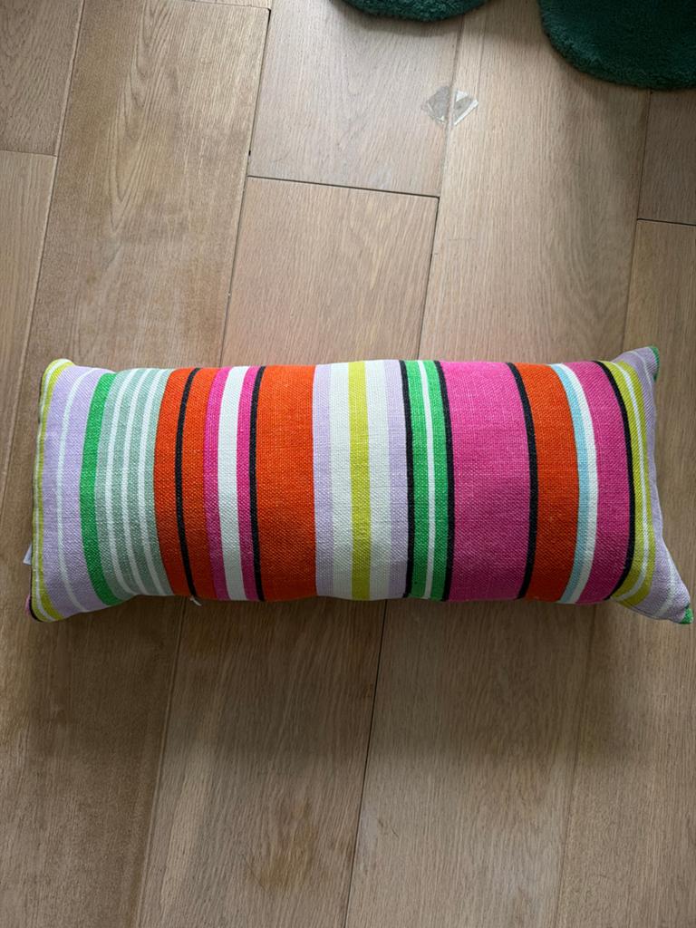 Lisbeth Friis Kussen - Kleurrijke Strepen 20x50 cm, Verzenden, Gebruikt, Overige kleuren, Rechthoekig