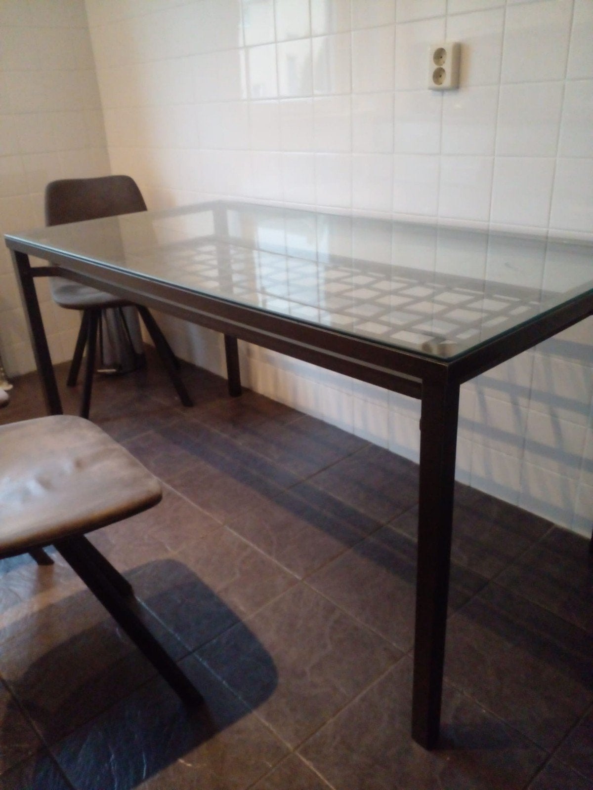 Eettafel met stoelen, Ophalen, Rechthoekig, Glas, 50 tot 100 cm