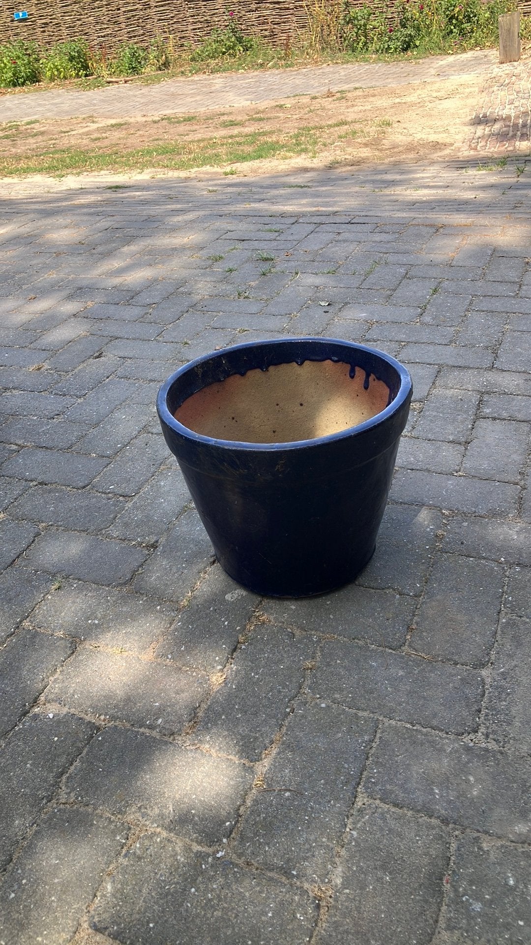 Bloempot voor buiten donkerblauw, Steen, Minder dan 30 cm, Minder dan 60 cm, Rond