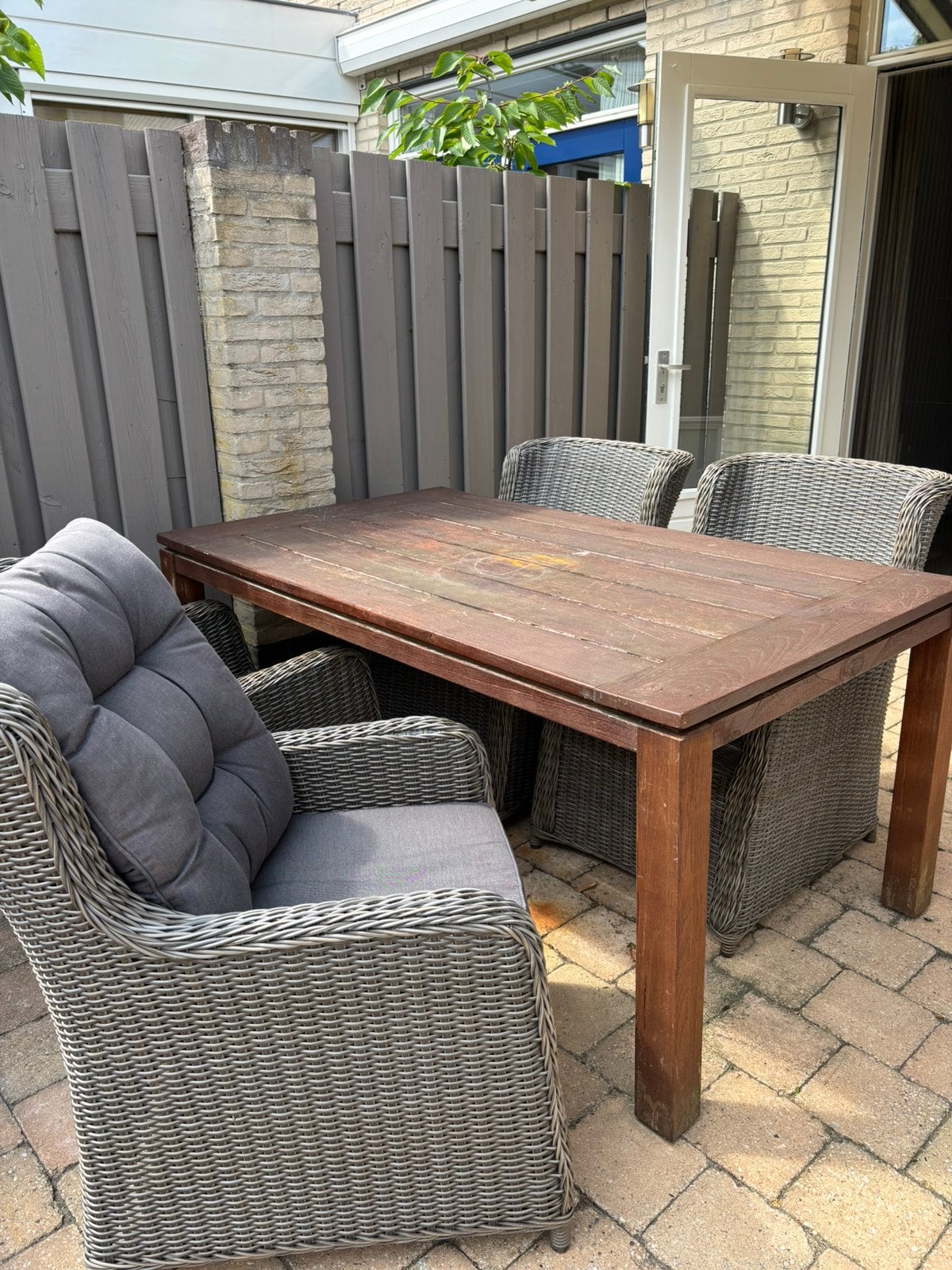 Diningset met landelijke stoelen, Tuin en Terras, Tuinsets en Loungesets, Ophalen, Zo goed als nieuw