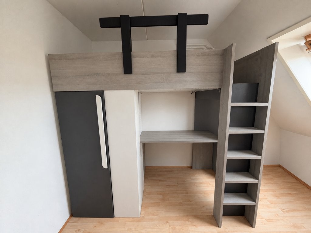 Studio Hoogslaper Grijs/Antraciet, Ophalen, Gebruikt, Eenpersoons, 200 cm