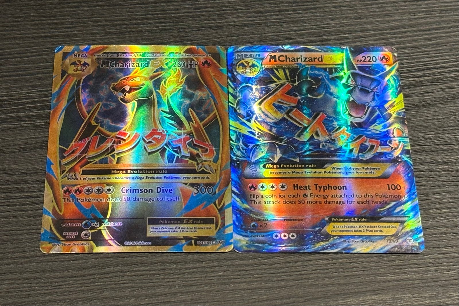 Mega Charizard EX Pokémon Kaarten (2 stuks), Ophalen of Verzenden, Zo goed als nieuw, Meerdere kaarten, Foil