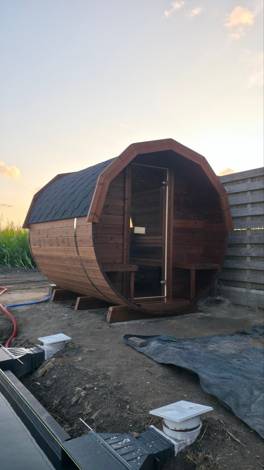 2,5M Barrel Sauna Gratis Levering en Plaatsing - 10% KORTING, Ophalen of Verzenden, Nieuw, Fins of Traditioneel, Complete sauna