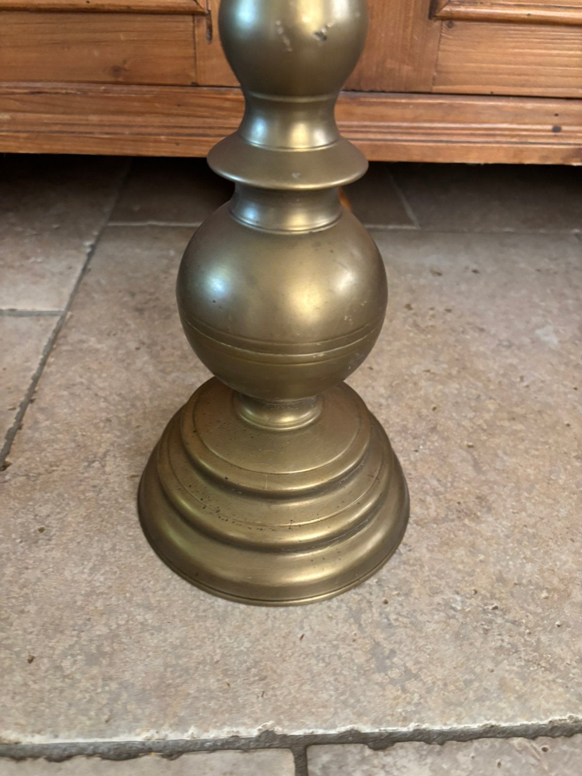 Baluster kandelaar messing, Ophalen of Verzenden, Gebruikt, Overige materialen, Kandelaar