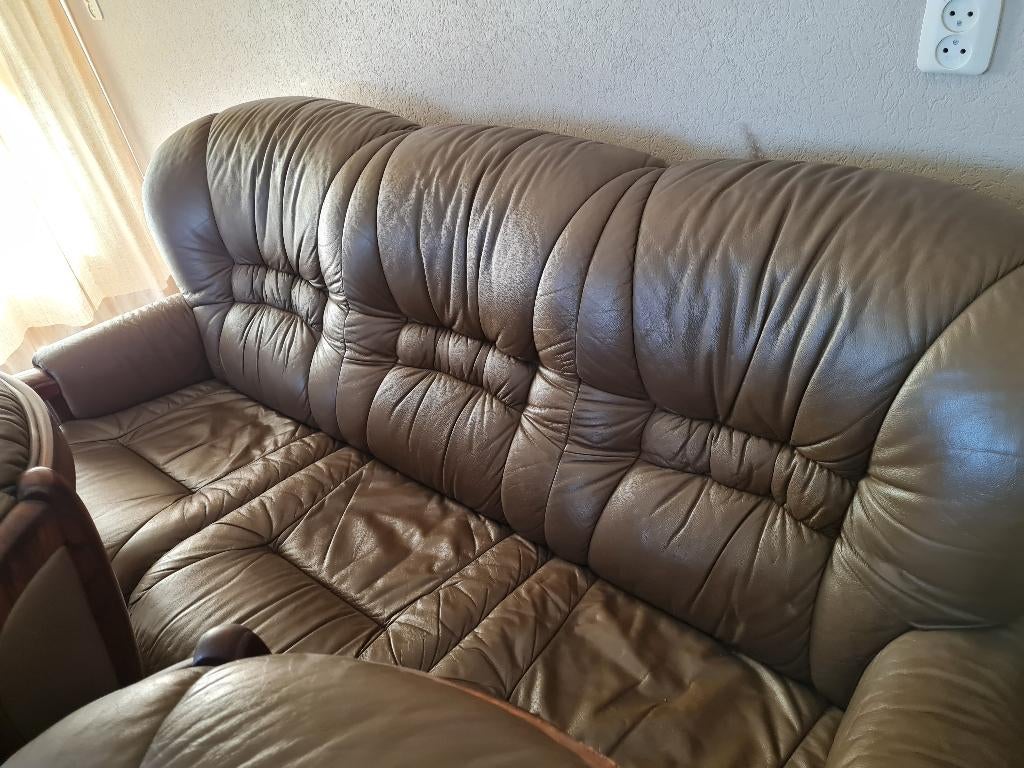 Driezits (3-zits) bank eiken, Ophalen, Overige materialen, Gebruikt, 150 tot 200 cm