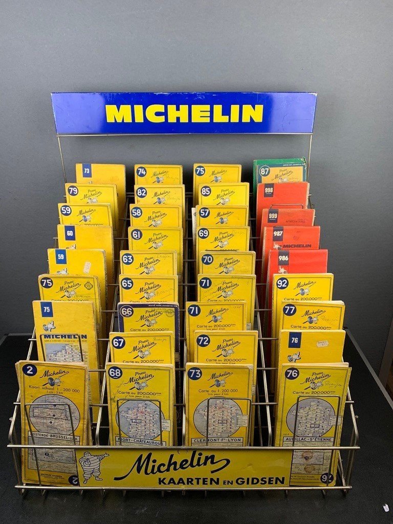 Michelin route kaarten display incl kaarten o.a Frankrijk, Reclamebord, ,, Ophalen of Verzenden, Zo goed als nieuw