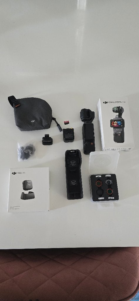 DJI Osmo Pocket 3 + Mic Mini + 256GB + K&F filterset, Overige soorten, Minder dan 8x, Zo goed als nieuw, Externe microfoon