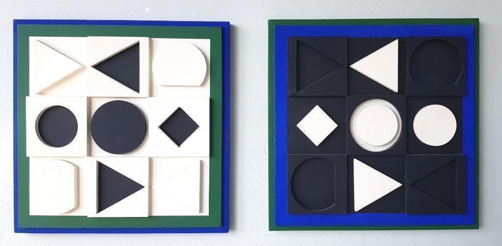 Victor Vasarely- CARIBE POSITIF & NEGATIF" -Houten Reliëf, Antiek en Kunst, Ophalen of Verzenden