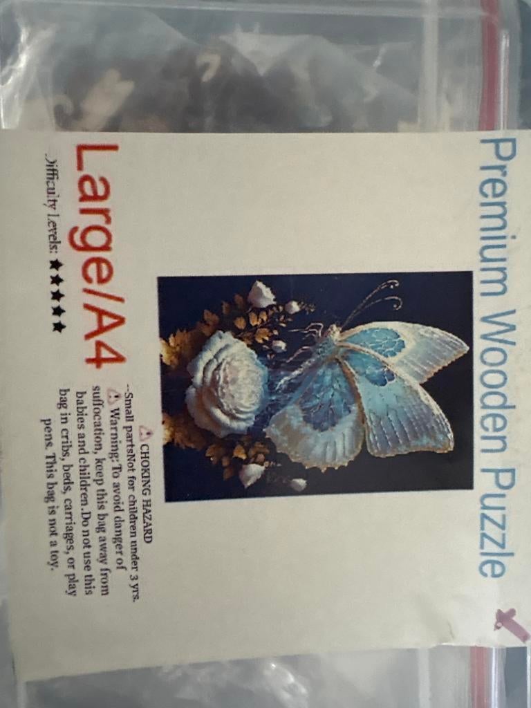 Premium Houten Vlinder Puzzel - Groot/A4, Ophalen, Minder dan 500 stukjes, Zo goed als nieuw, Legpuzzel