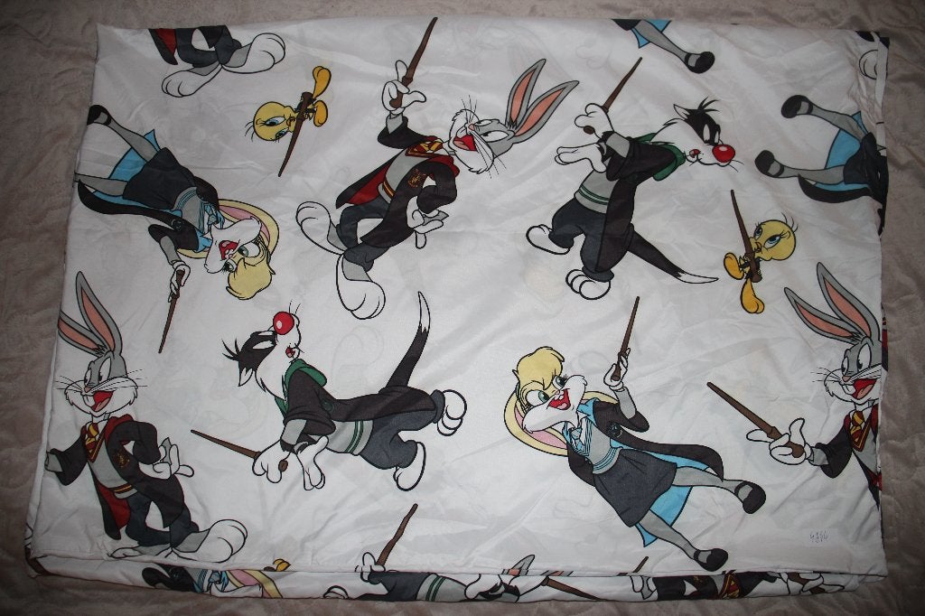 1 persoons dekbedovertrek - looney tunes harry potter #4844, Overige materialen, 120 cm of meer, Wit, Ophalen of Verzenden