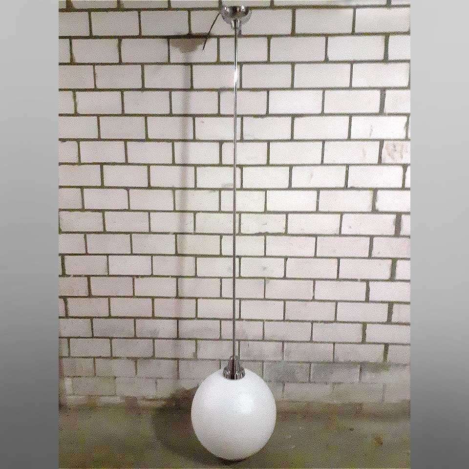 Gispen-stijl hanglamp zeer lang 192cm (open glasbol 40cm) d9, Ophalen, Zo goed als nieuw, Glas