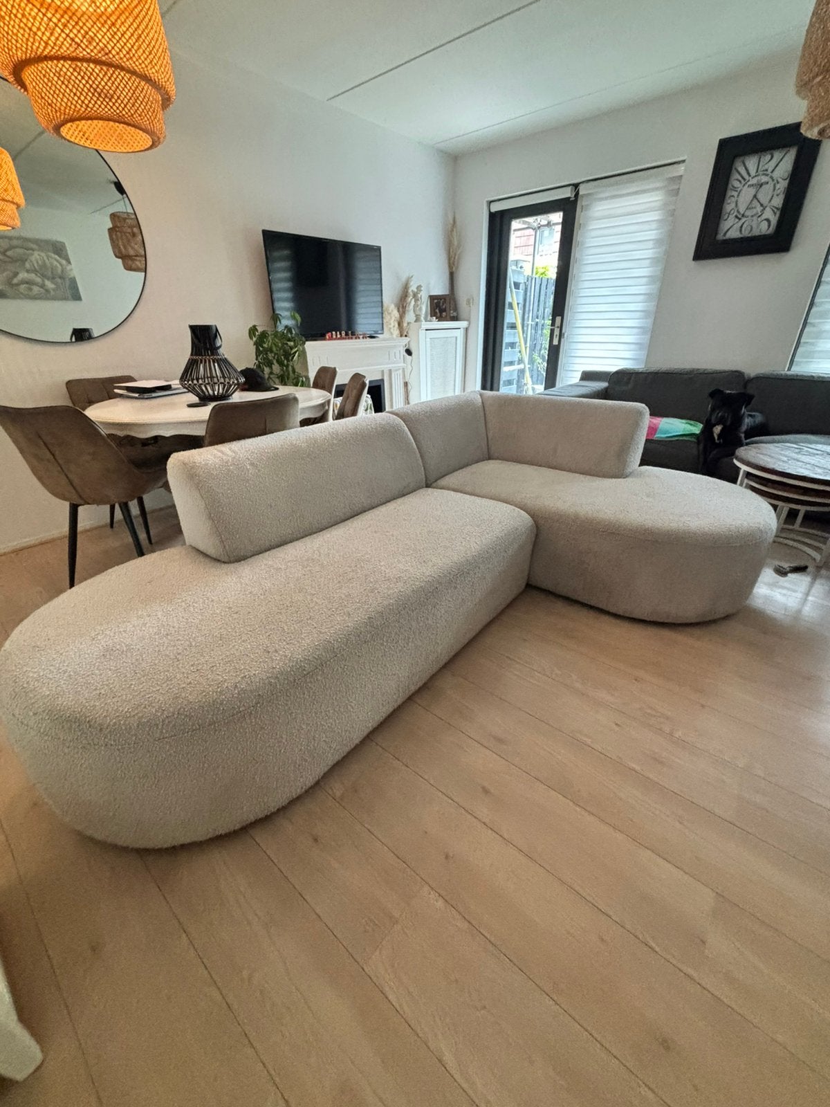 Nous Living Arles Teddy Boucle Hoekbank, Ophalen, Gebruikt, 150 cm of meer, Vierpersoons of meer