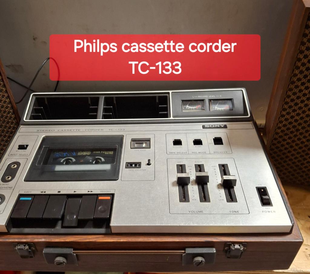 Vintage Sony TC-133 Stereo Cassette Recorder met Boxen, Ophalen of Verzenden, Enkel, Sony, Tape counter