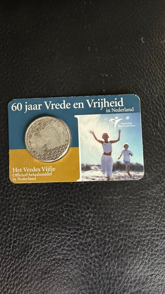 Zilveren Vredes Vijfje 2005 - 60 jaar Vrede en Vrijheid, Koningin Beatrix, Zilver, Euro's, Ophalen of Verzenden