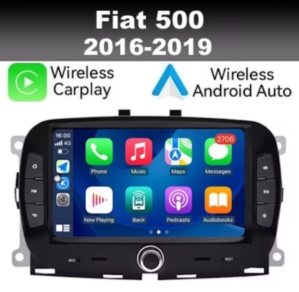 Fiat 500 2016-2019 navigatie radio android 14 apple carplay, Ophalen of Verzenden, Nieuw