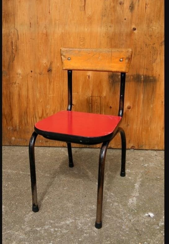 Industrieel Vintage Willy vd Meeren Tubax Schoolstoeltjes, Ophalen, Gebruikt, Eén, Industrieel, Vintage, jaren 50