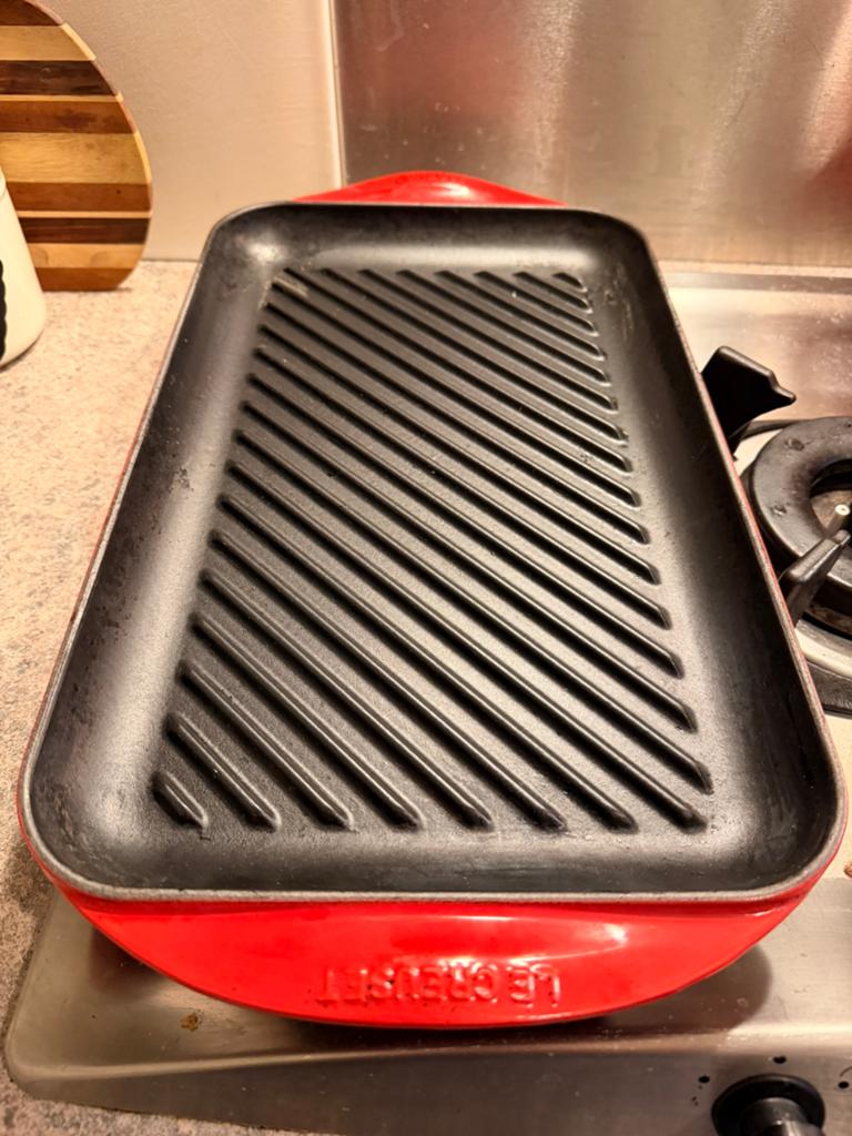 Le Creuset XL grillplaat 40cm in goede staat, Huis en Inrichting, Keuken | Potten en Pannen, Gebruikt, Koekenpan of Braadpan, Gietijzer