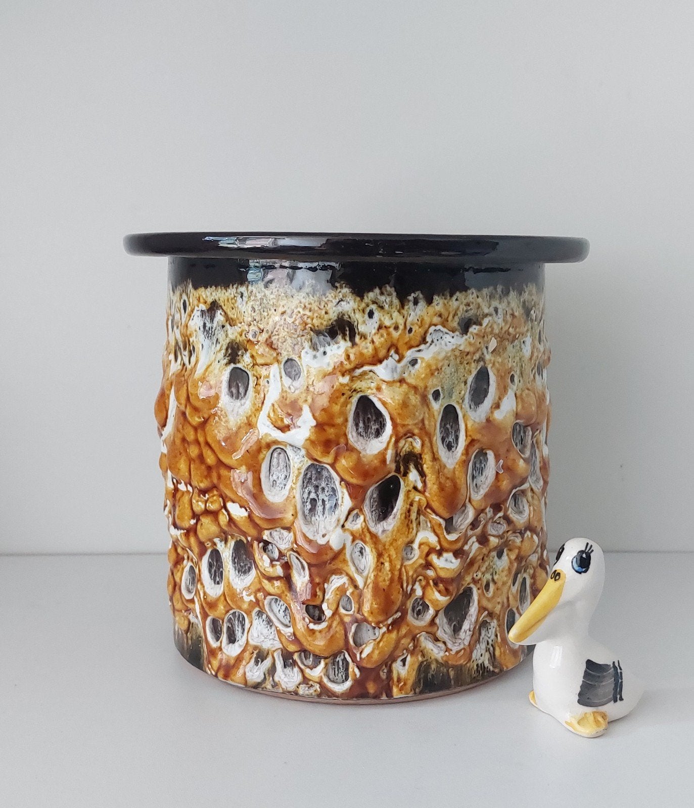 Vintage honing glazuur bloempot, Ophalen of Verzenden