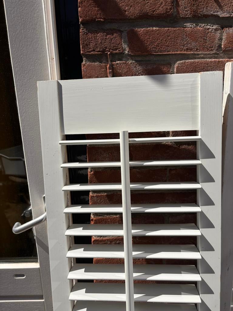 Witte houten shutters (149,3 x 38,5 cm), Ophalen, Minder dan 50 cm, Gebruikt, Wit