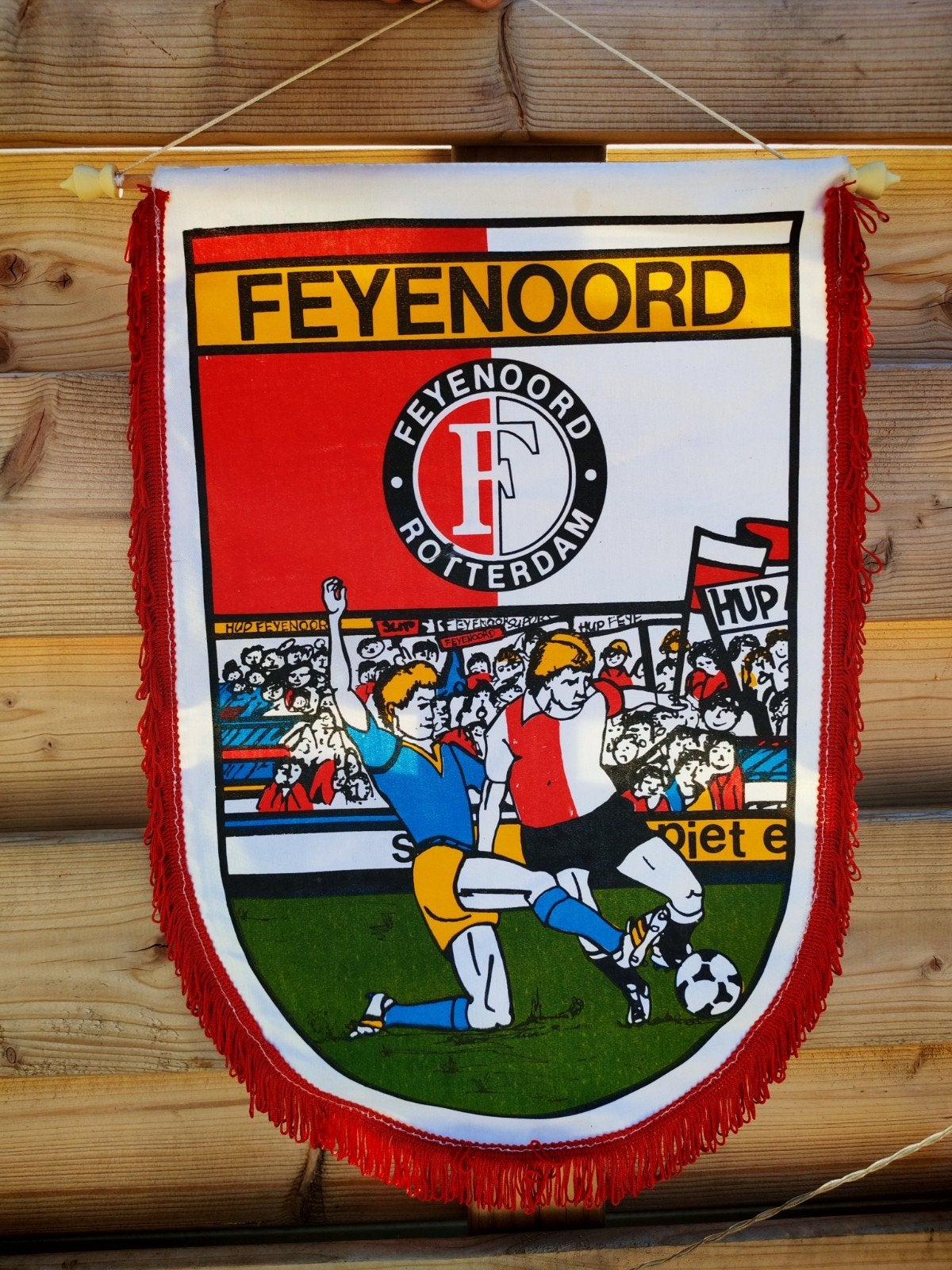 1980s Feyenoord Feijenoord Rotterdam prachtige vintage vaan, Verzamelen, Ophalen of Verzenden, Zo goed als nieuw, Feyenoord, Vaantje of Sjaal