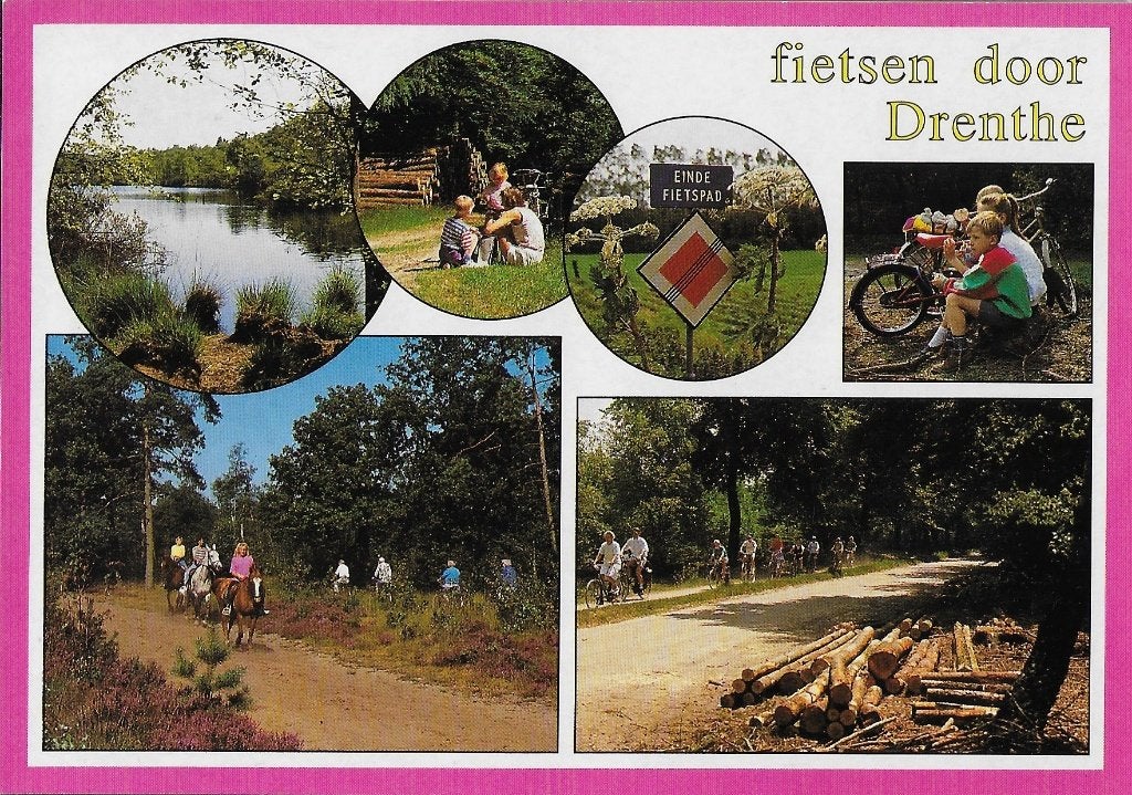Ch1081 Ongelopen ansichtkaart fietsen door drenthe, Ophalen of Verzenden, 1980 tot heden, Gelopen, Drenthe