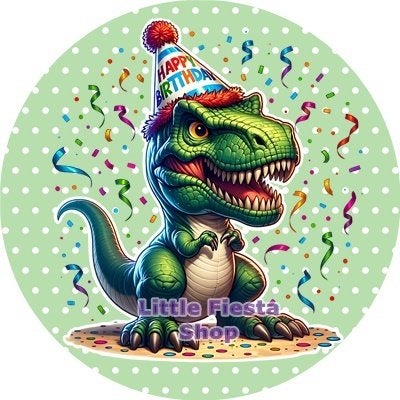 lf188 luxe icing dino 20cm met eigen naam eetbaar vers, Ophalen of Verzenden, Nieuw, Taarten, Versiering