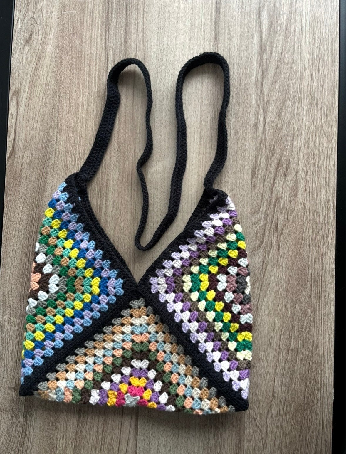 Unieke Gehaakte Granny Square Tas - 100% Katoen, Sieraden, Tassen en Uiterlijk, Ophalen of Verzenden, Nieuw, Overige kleuren, Handtas