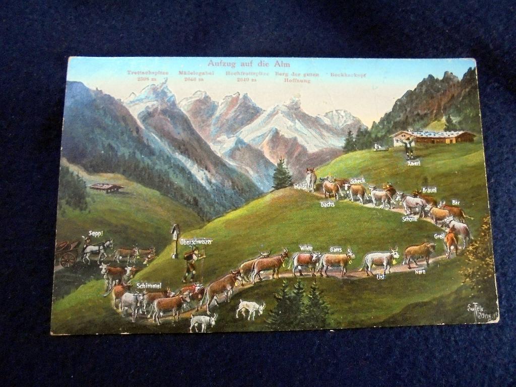 Duitsland. Aufzug auf die Alm. Postzegels 1800 Mark. Ca.1920, Verzenden, 1920 tot 1940, Gelopen, Duitsland