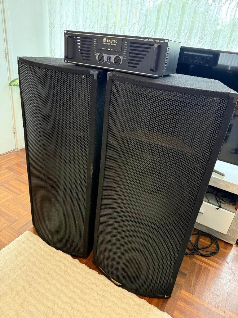Complete PA set: DAP Audio MC-215 & Skytec versterker, Audio, Tv en Foto, Luidsprekers, Ophalen, Zo goed als nieuw