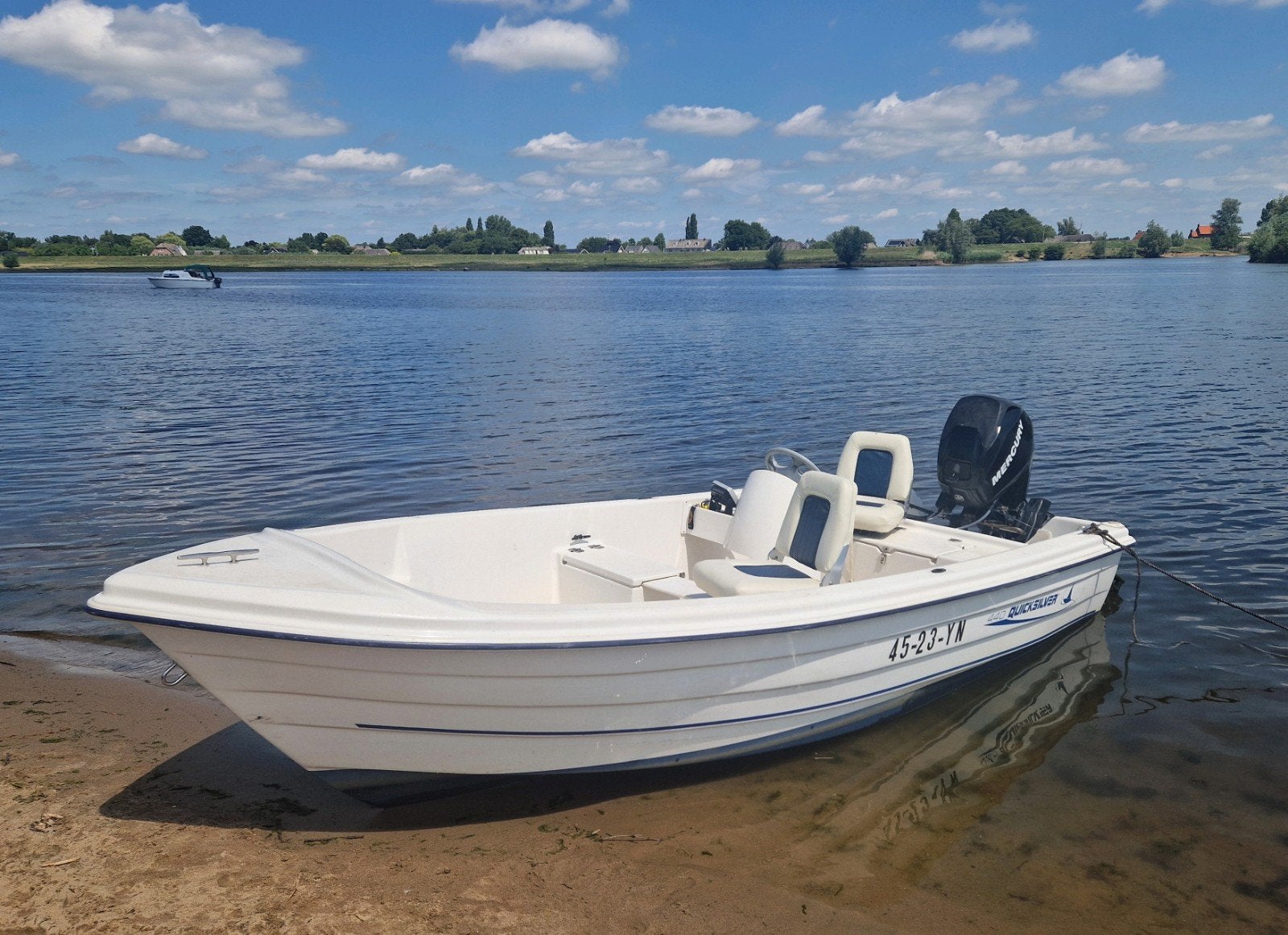 Quicksilver 440 fish met Mercury 25 pk efi + trailer, Ophalen, 10 tot 30 pk, Gebruikt, 4 m