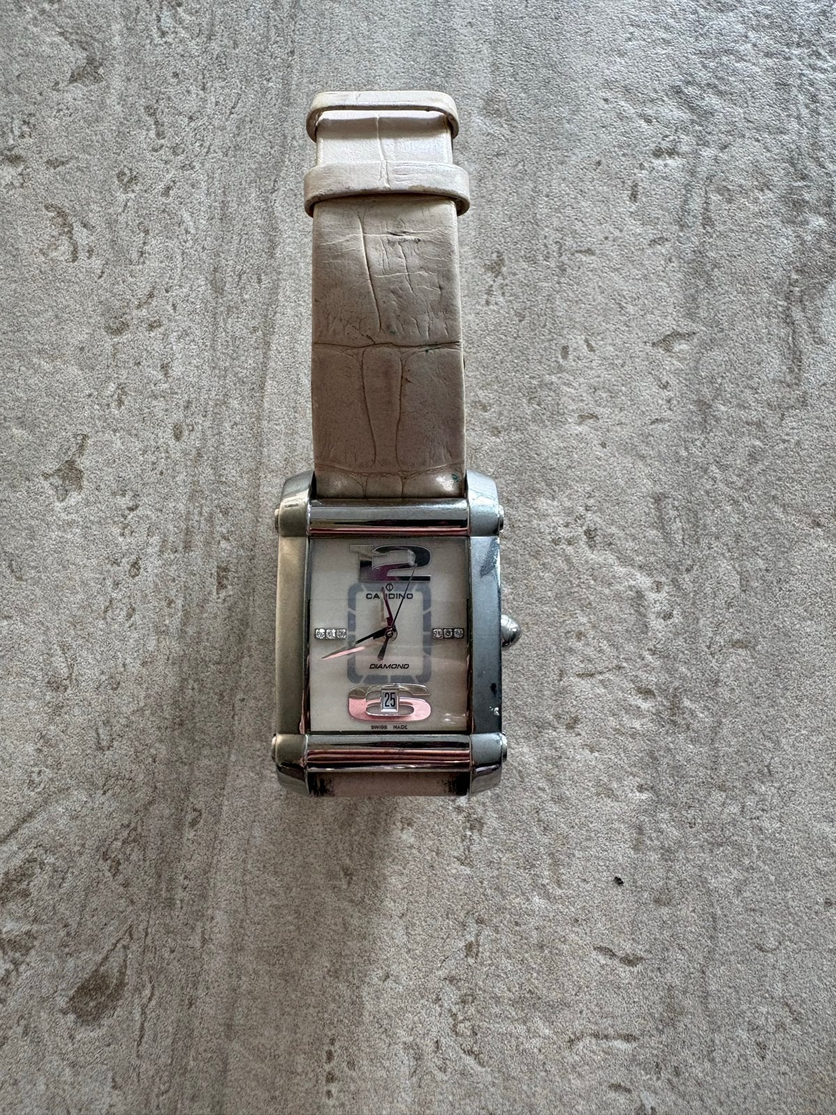 Candino dameshorloge met diamanten en leren band, Staal, Polshorloge, Met strass, Ophalen