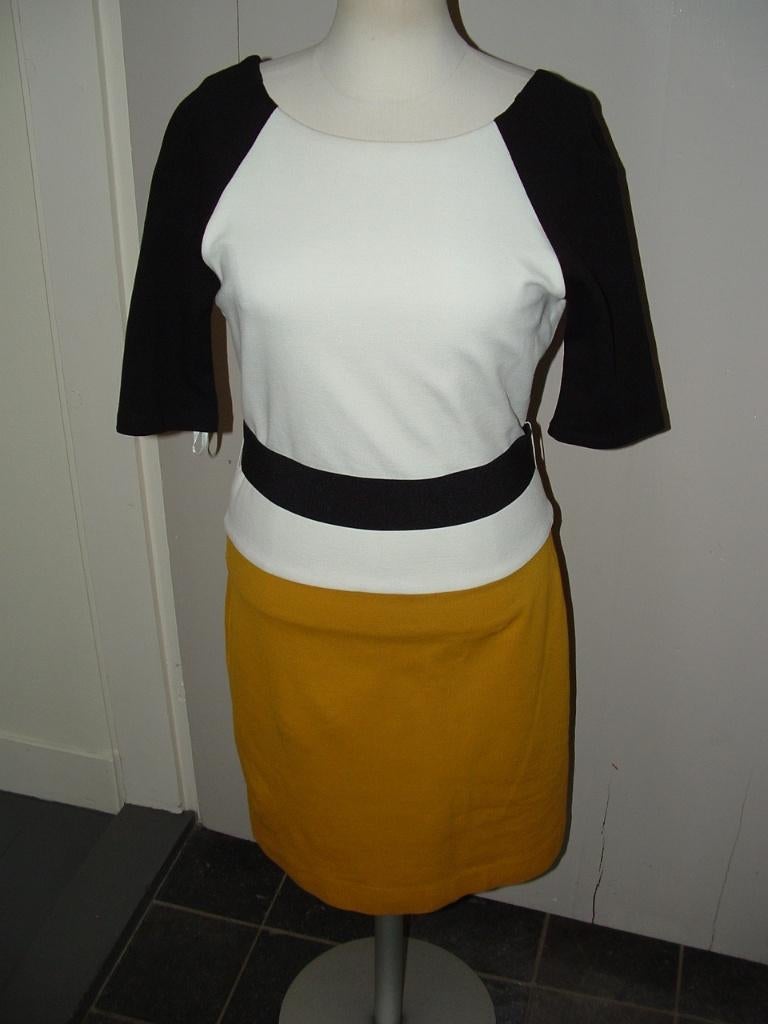Bcbgmaxazria Bcbg maxazria jurk color block dress maat 36, Ophalen of Verzenden, Maat 36 (S), Boven de knie, Bcbgmaxazria