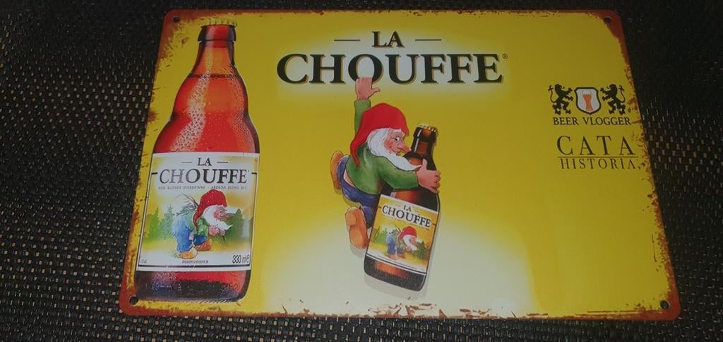 La Chouffe Wandbord - 30x20 cm - Decoratief Bierbord, Ophalen of Verzenden, Nieuw, Reclamebord, Plaat of Schild, Overige merken