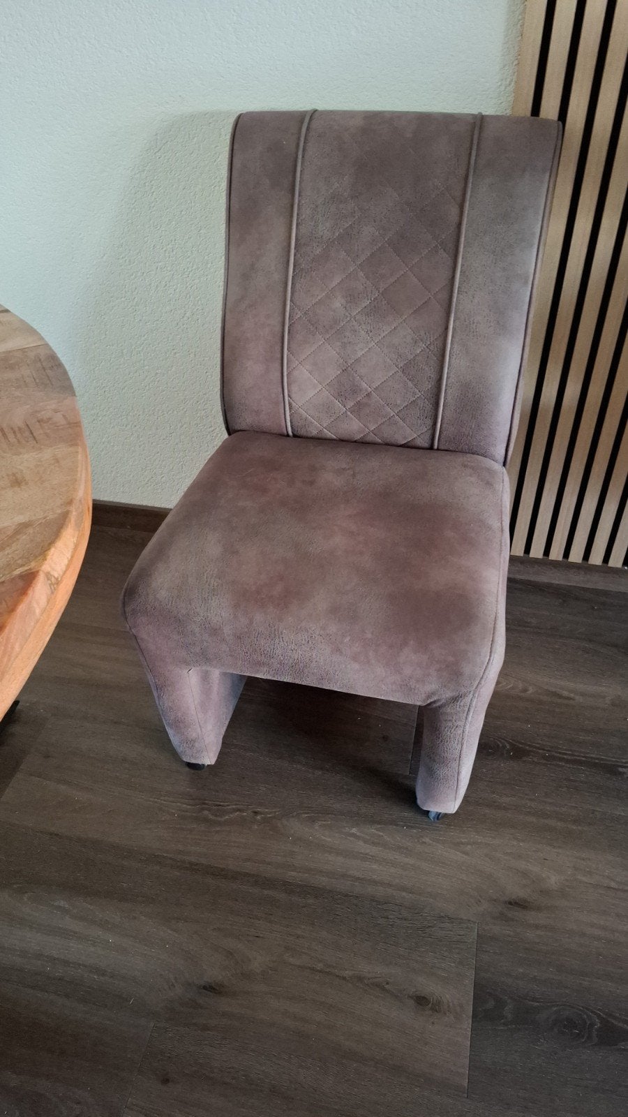 4 eetkamerstoelen - Bruin stof, Ophalen, Modern, Comfortabel, Gebruikt, Bruin