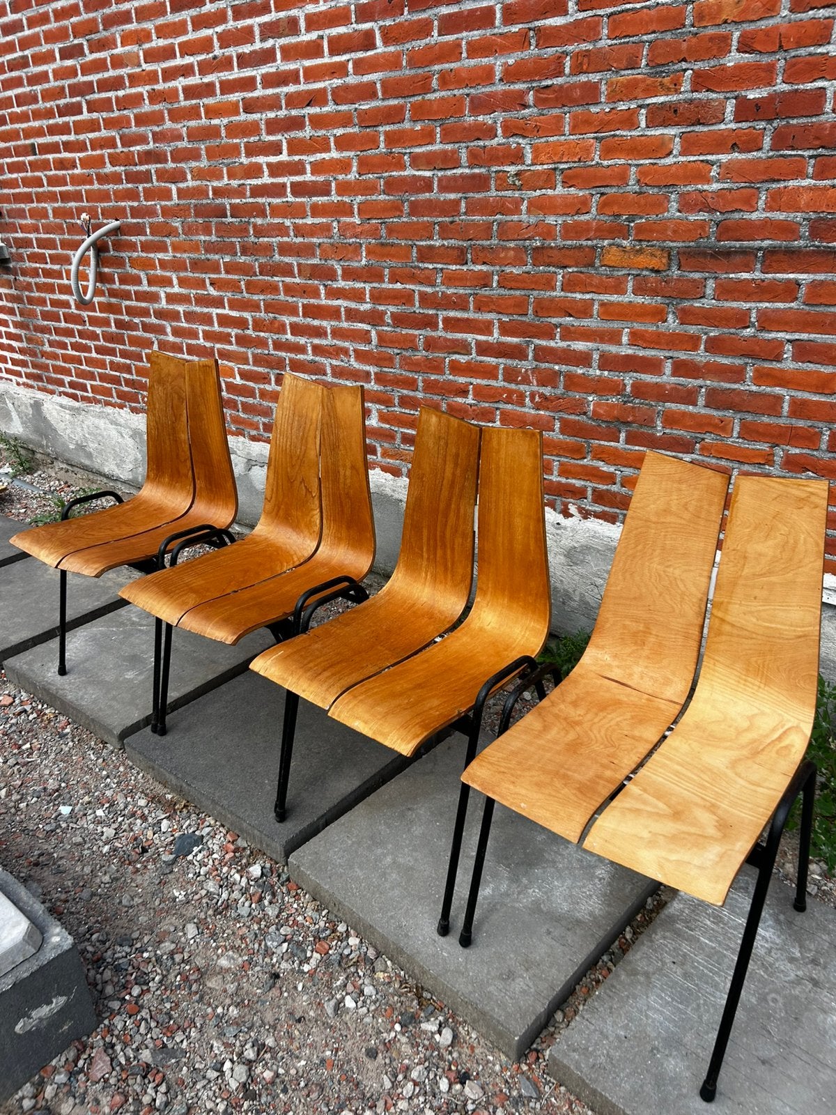 Vintage design stoelen, Ophalen, Zo goed als nieuw, Bruin