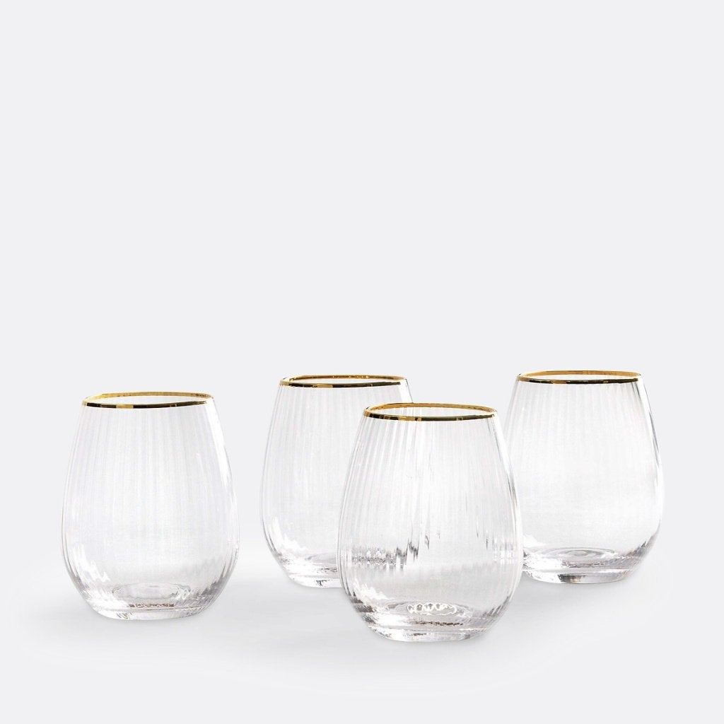 Set van 6 Lurik glazen 54cl – glas met gouden rand NIEUW, Glas of Glazen, Klassiek, Nieuw, Ophalen of Verzenden