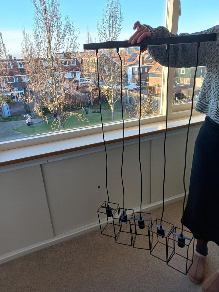 Zwarte hanglamp, Ophalen, Zo goed als nieuw, Metaal, 50 tot 75 cm