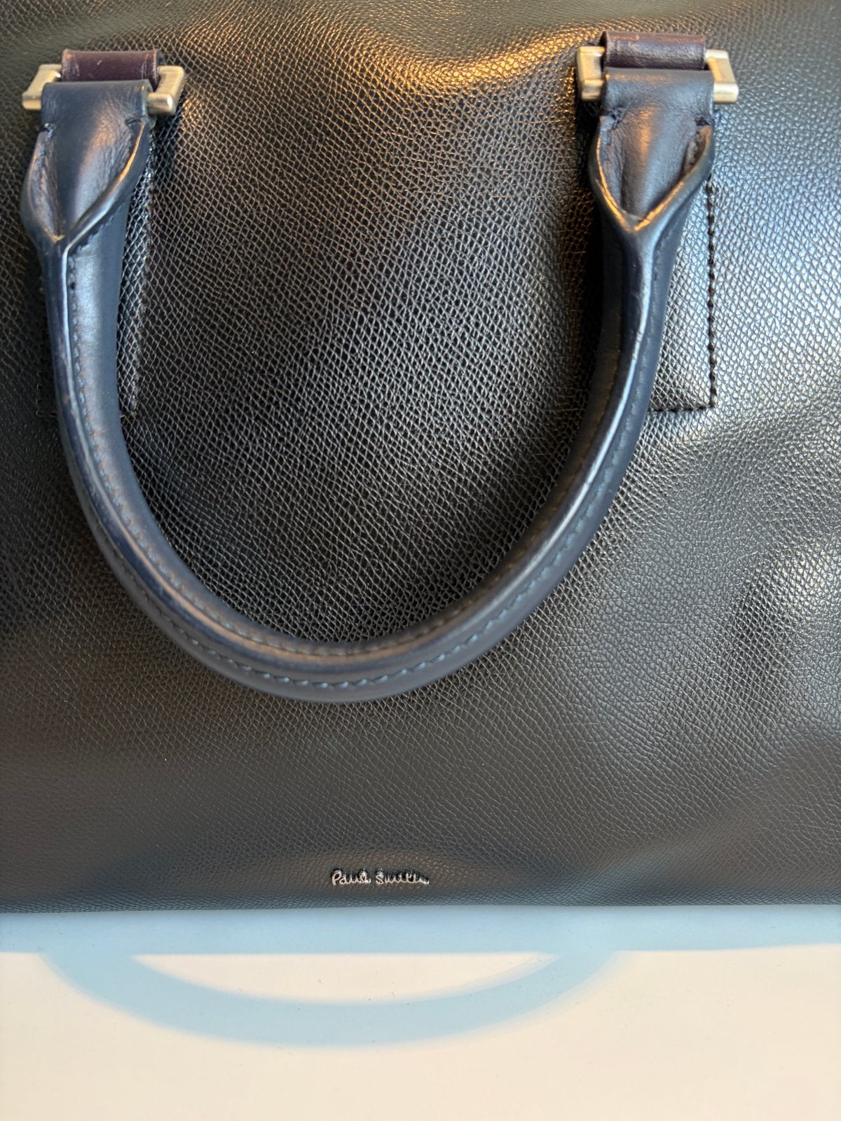 Paul Smith Leren Laptoptas/Aktetas Navy, Gevoerd laptopvak, Aktetas, Ophalen of Verzenden, Zo goed als nieuw