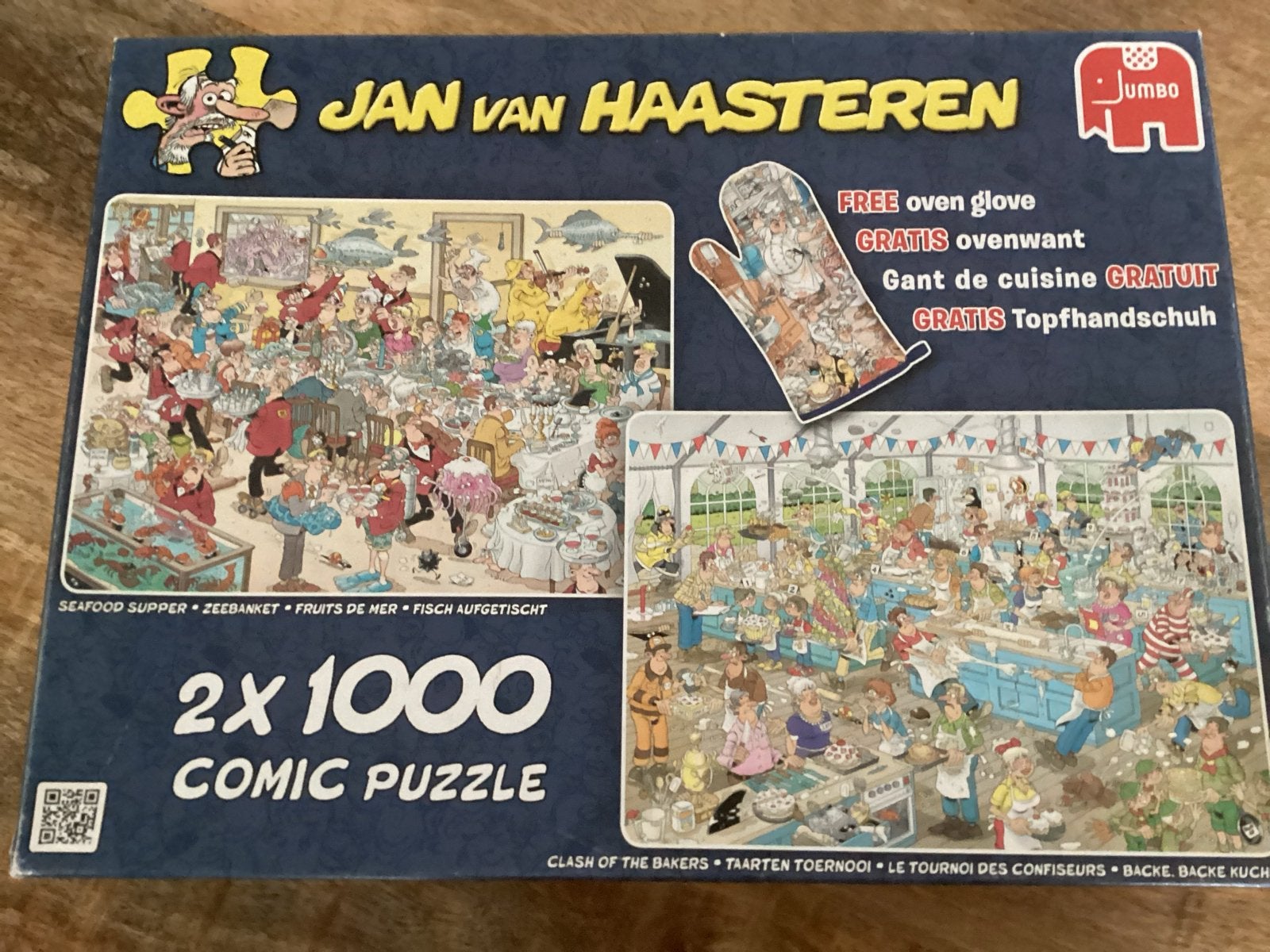 Jan van Haasteren 2x 1000 stukjes puzzel - Zeebanket & taart, Ophalen, 500 t/m 1500 stukjes, Gebruikt, Legpuzzel