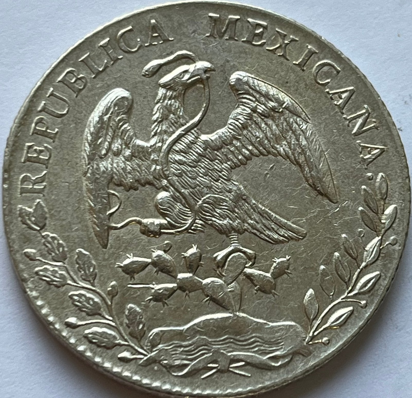 Mexico schitterende zilveren acht reales 1890, Ophalen of Verzenden, Midden-Amerika, Losse munt, Zilver