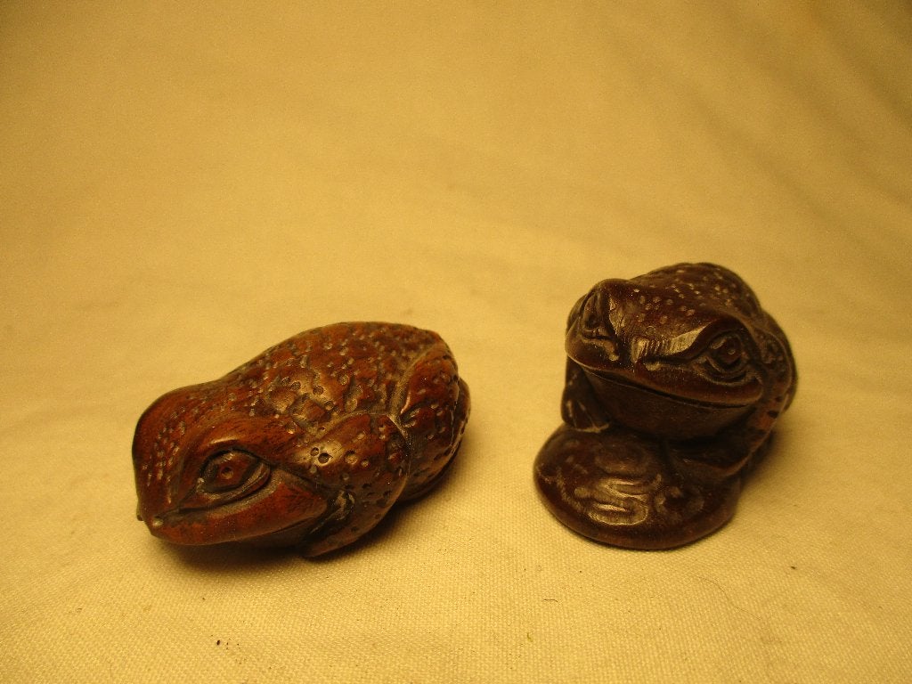 antiek 2x Japanse knopen houtsnijwerk Netsuke, Ophalen of Verzenden