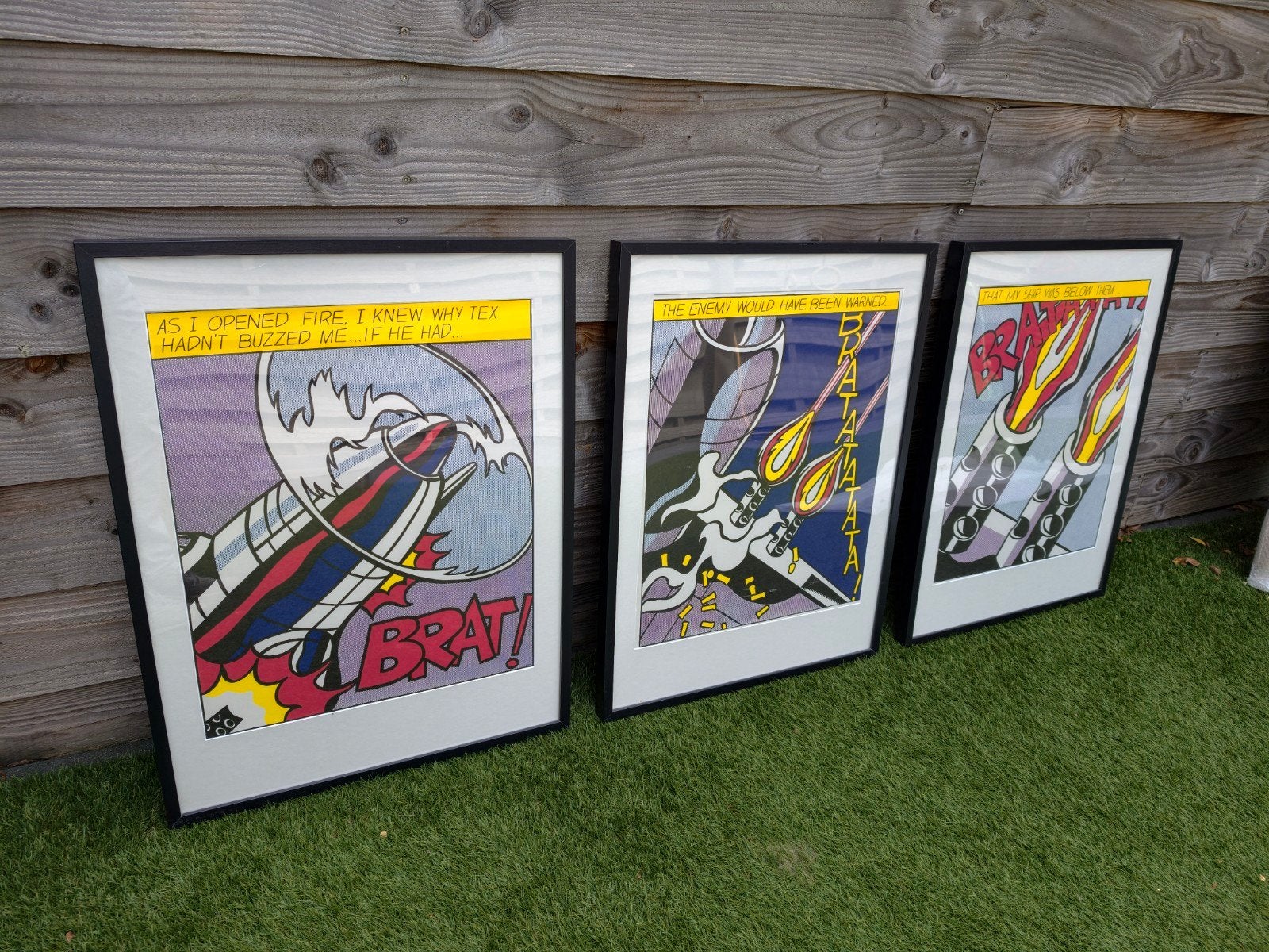 Roy Lichtenstein 'As I Opened Fire' Triptiek (3 prints), Antiek en Kunst, Ophalen