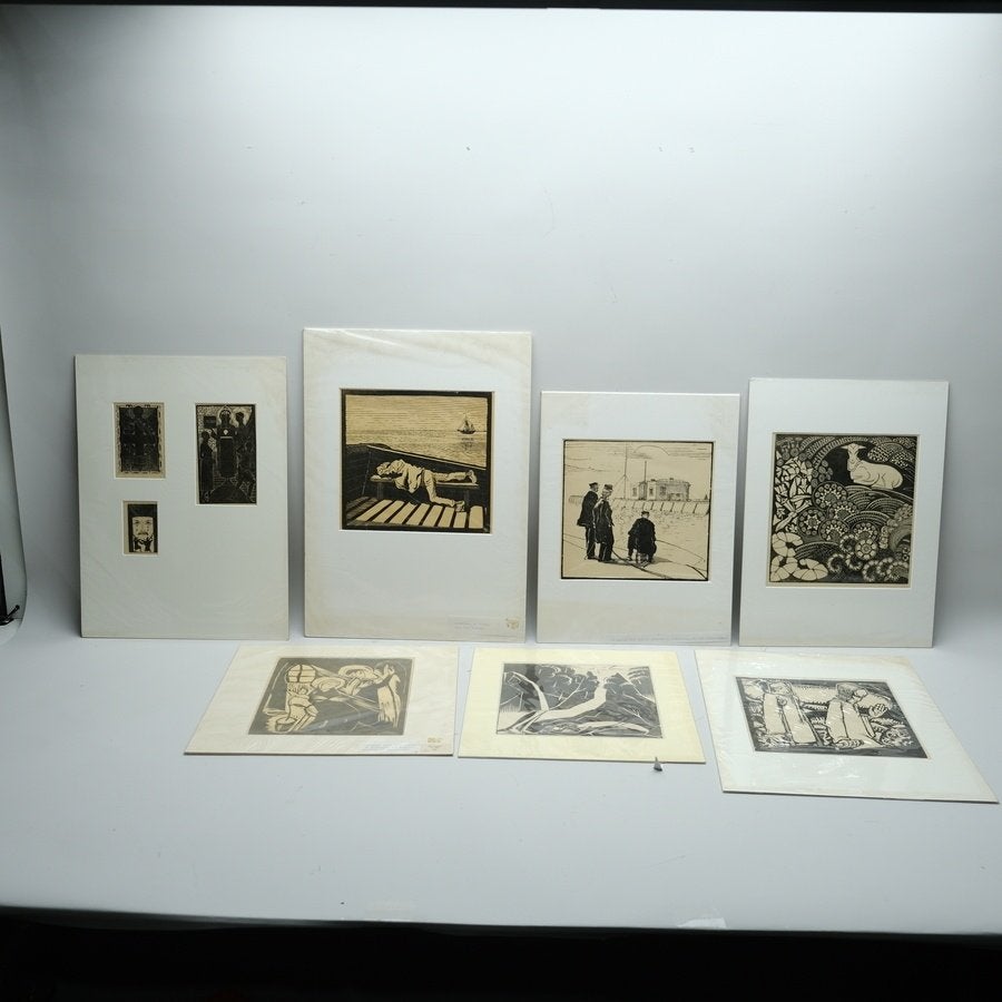 Dirk Nijland (1881-1955) e.a. – Lot houtsneden, Antiek en Kunst, Ophalen of Verzenden