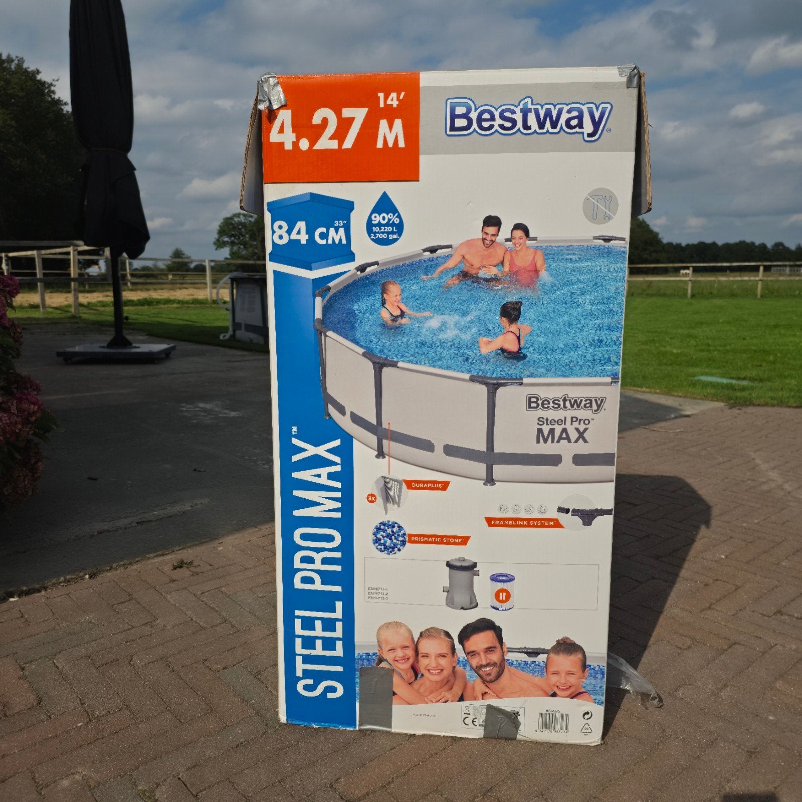 Bestway Steel Pro MAX opzetzwembad 4.27m x 84cm, Tuin en Terras, Ophalen, Gebruikt, 80 tot 120 cm, Rond