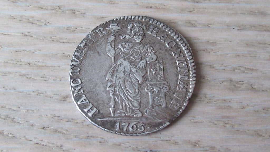 Zilveren provinciale 1 gulden 1765 Overijssel / bodemvondst, Vóór koninkrijk, Zilver, Losse munt, Overige waardes