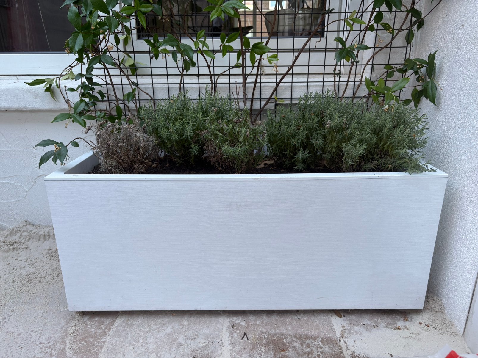 Witte plantenbak (98x39x41 cm), Ophalen, Kunststof, Zo goed als nieuw, 60 tot 100 cm