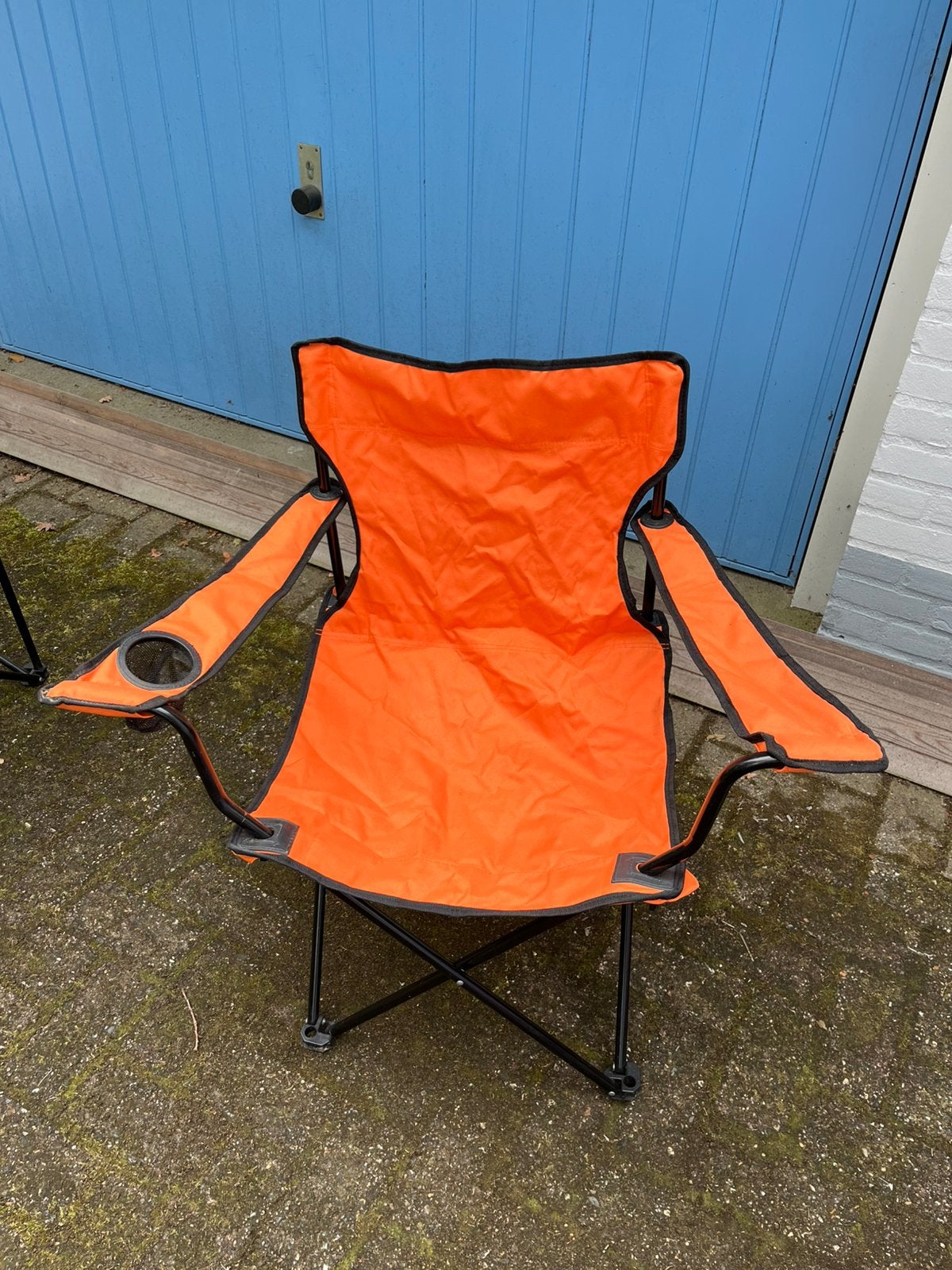 Campingstoel oranje opvouwbaar zgan, Ophalen, Zo goed als nieuw, Campingstoel